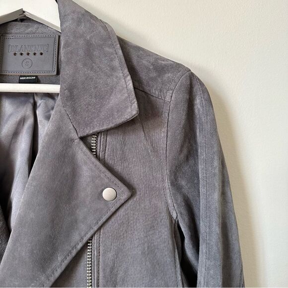 NWT Blank NYC Grey Suede Leather Asymmetrical Moto Jacket Size S - Picture 9 of 12